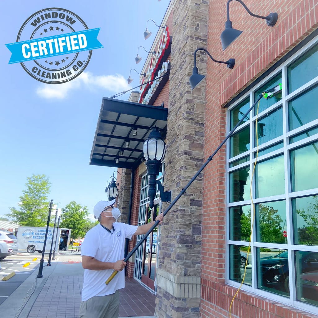Storefront window cleaning